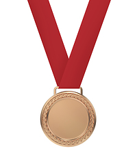 Image showing Bronze medal with red ribbon