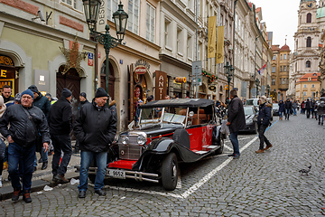 Image showing Famous historic car Praga in Prague street