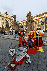 Image showing Tourists attraction in front of the Prague Castle