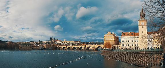 Image showing Cathedral of St. Vitus, Prague castle and the Vltava River