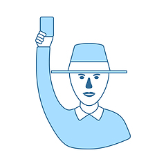 Image showing Cricket Umpire With Hand Holding Card Icon