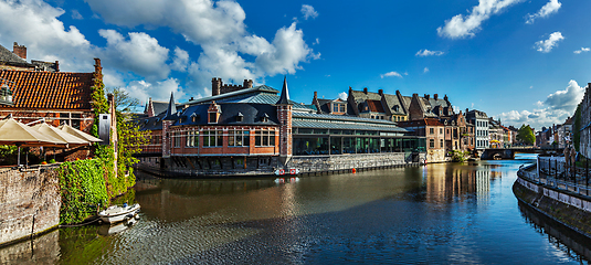 Image showing Ghent canal. Ghent, Belgium