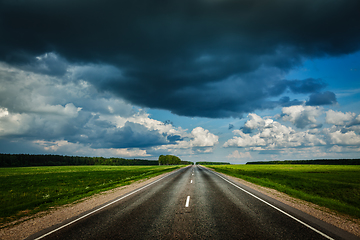 Image showing Road and stormy sky