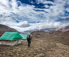 Image showing Photographer taking photos in Himalayas