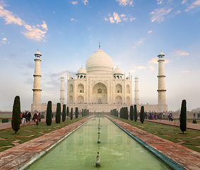 Image showing Taj Mahal on sunrise sunset, Agra, India