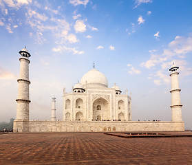 Image showing Taj Mahal on sunrise sunset, Agra, India