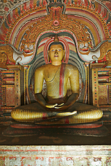 Image showing Ancient Buddha image in Dambulla Rock Temple caves, Sri Lanka