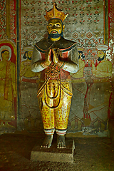 Image showing Ancient king image in Dambulla Rock Temple caves, Sri Lanka