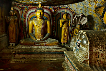 Image showing Ancient Buddha image in Dambulla Rock Temple caves, Sri Lanka