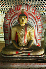 Image showing Ancient Buddha image in Dambulla Rock Temple caves, Sri Lanka
