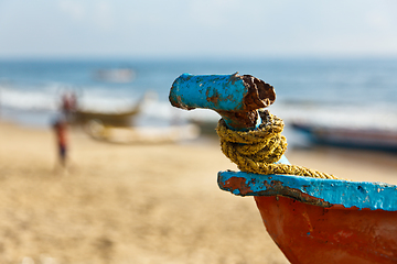 Image showing Fishermen's boats on beach