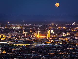 Image showing Night aerial view of Munich, Germany