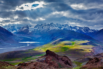 Image showing HImalayan landscape in Himalayas with river