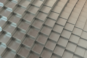 Image showing Wave of metal silver cubes