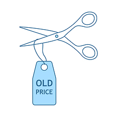 Image showing Scissors Cut Old Price Tag Icon