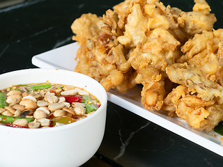 Image showing Japanese-Thai food, tempura and som tam.