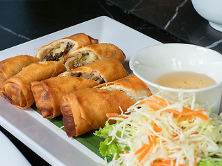 Image showing Deep fried spring rolls