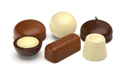 Image showing Six different chocolate candies