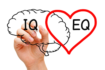 Image showing EQ Emotional Intelligence Plus IQ Brain And Heart Concept