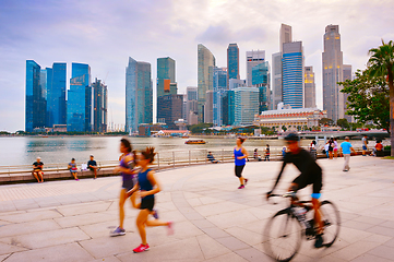 Image showing People running and cycling Singapore