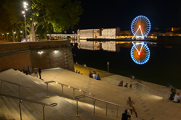 Image showing People promenade Garone river, Toulouse