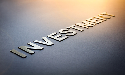 Image showing Word investment written with white solid letters