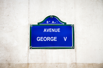 Image showing Avenue George V street sign, Paris, France
