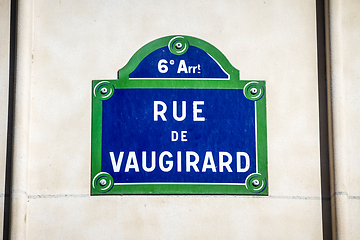 Image showing Rue de Vaugirard street sign, Paris, France