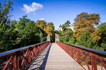 Image showing Hanging bridge in Buttes-Chaumont Park, Paris