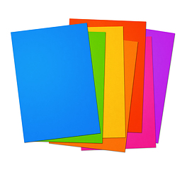 Image showing Colorful rainbow Blank A4 paper sheet range on white background