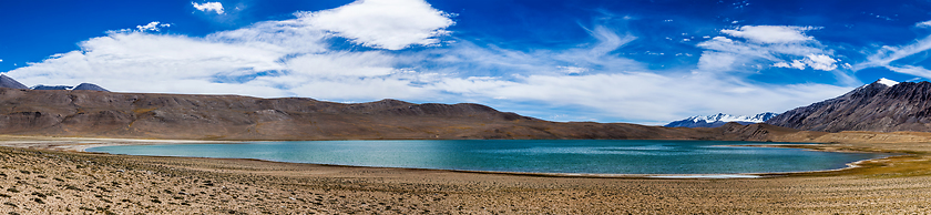 Image showing Panorama of Himalayan lake Kyagar Tso, Ladakh, India