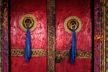Image showing Door of Spituk monastery. Ladakh, India