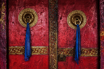 Image showing Door of Spituk monastery. Ladakh, India