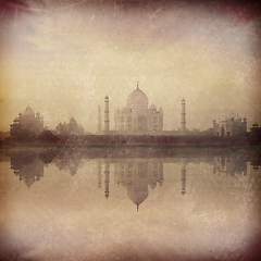 Image showing Taj Mahal on sunrise sunset, Agra, India