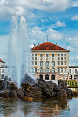 Image showing Nymphenburg Palace with fountain. Munich, Germany