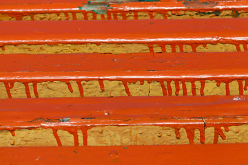 Image showing red wooden bench