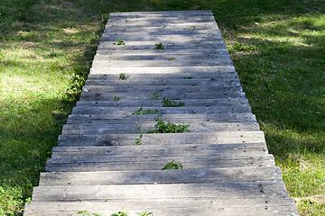 Image showing old wooden staircase hill