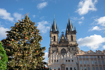 Image showing Christmas treeon Old Town Square in Prague