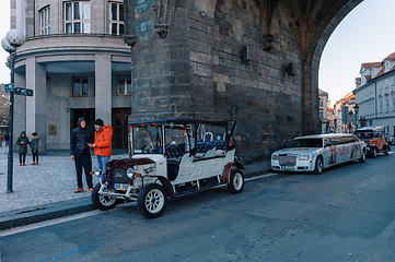 Image showing Famous historic car Praga in Prague street