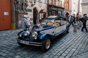 Image showing Famous historic car Praga in Prague street