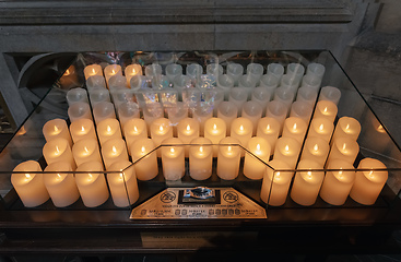 Image showing Electric candles in St. Vitus Cathedral in Prague, Czech Republic