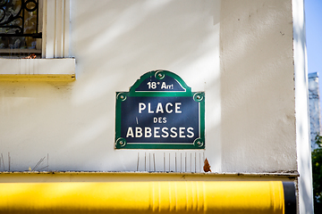 Image showing Place des Abbesses street sign, Paris, France