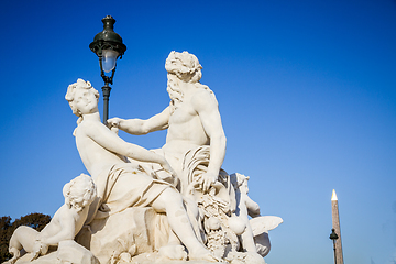 Image showing The Seine and the Marne statue in Tuileries Garden, Paris