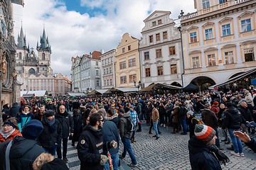 Image showing Christmas advent market at Old Town Square, Prague