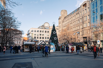 Image showing Peoples on the famous advent Christmas market at Wenceslas square