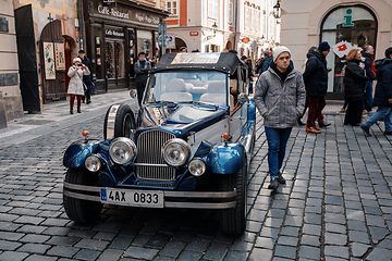 Image showing Famous historic car Praga in Prague street