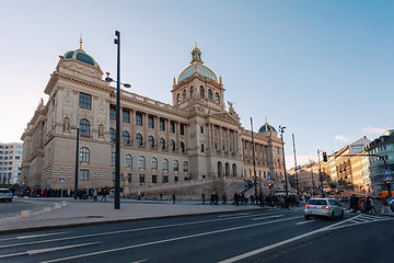 Image showing Top of Wenceslas square and national museum in background