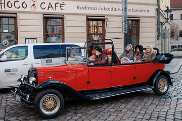 Image showing Famous historic car Praga in Prague street