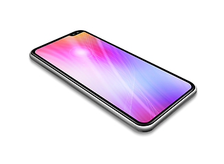 Image showing All-screen colorful smartphone mockup isolated on white. 3D rend