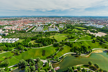 Image showing Aerial view of Olympiapark . Munich, Bavaria, Germany